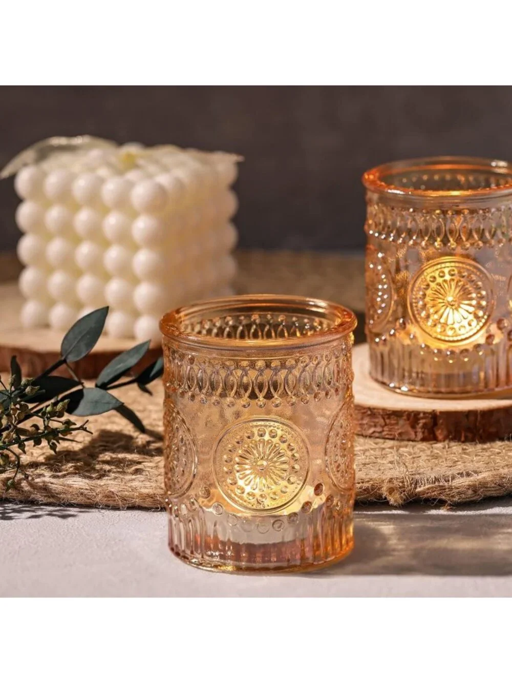 Set of 36 Gold Glass Votive Candle Holders - Elegant Bulk Decor for Events